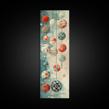 Load image into Gallery viewer, Skinny Art, Japanese Style Art, Hanging Lanterns Wood Block Print Framed Canvas Print Tall Art Ukiyo-e Art
