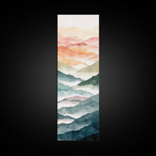 Load image into Gallery viewer, Rolling Hills And Layered Mountains In Soft Pastel Hues Ukiyo-e Wood Block Print Skinny Art Framed Canvas Print
