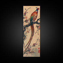 Load image into Gallery viewer, Vibrant Pheasant Perched On Flowering Branch For Traditional Japanese Art Wall Decor Framed Canvas Print
