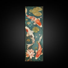 Cargar imagen en el visor de la galería, Graceful Koi Fish Swimming Among Lotus Flowers For Zen-Inspired Wall Art Japanese Style Framed Canvas Print
