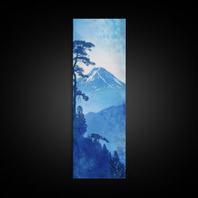 Load image into Gallery viewer, Skinny Art Tall Art Framed Canvas Print Japanese Style Art Blue Mount Fuji Forest Wood Block Print Ukiyo-e Feng Shui Wall Art
