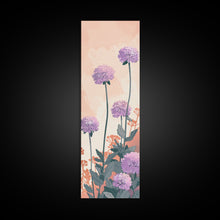 Carregar imagem no visualizador da galeria, Beautiful Purple Flowers Standing Tall In Japanese Style Ukiyo-e Art Framed Canvas Print Skinny Art Tall Art

