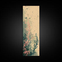 Cargar imagen en el visor de la galería, Tall Skinny Art Japanese Style Wood Block Print Abstract Seaweed In Soft Hues For Framed Canvas Print In Ukiyo-e Style
