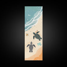 Load image into Gallery viewer, Sea Turtles On Japanese Beach Canvas Print, Ukiyo-e Woodblock Style, Framed Canvas Print, Tall Skinny Japanese Wall Art, Ready To Hang
