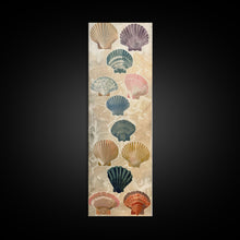 Cargar imagen en el visor de la galería, Colorful Shells On Textured Background Skinny Art Wood Block Print Japanese Style Art Framed Canvas Print Tall Art Ukiyo-e Art
