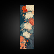 Load image into Gallery viewer, Blooming Chrysanthemums in Rich Autumn Colors - Skinny Art, Japanese Wall Decor, Framed Canvas Print, Ukiyo-e Style

