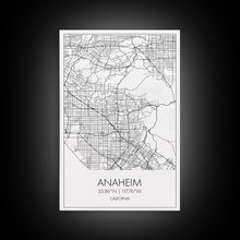Carregar imagem no visualizador da galeria, Anaheim Street Map, California Map, City Map Wall Decor, Travel Map, Minimalist, Modern Art, Wall Art, Canvas Print, Canvas Wall Art
