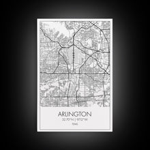 Carregar imagem no visualizador da galeria, Arlington Street Map, Texas Map, City Art, Travel Map, Home Office Art, Family Gift, Modern Art, Wall Art, Canvas Print, Canvas Wall Art
