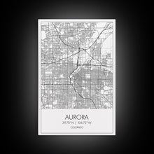 Load image into Gallery viewer, Aurora Street Map, Colorado Map, City Map Print, Travel Lover Gift, Above Bed Art, Minimalist Art, Wall Art, Canvas Print, Canvas Wall Art
