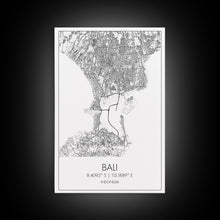 Carregar imagem no visualizador da galeria, Bali Street Map, Indonesia Map, Asian City Wall Art, Travel Gift, Living Room Art, Minimalist Art, Wall Art, Canvas Print, Canvas Wall Art
