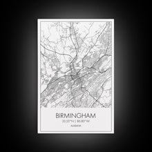 Cargar imagen en el visor de la galería, Birmingham Street Map, Alabama Map, City Map Art, Modern Art, Wall Art, Canvas Print, Canvas Wall Art, Minimalist Art, Housewarming Gift
