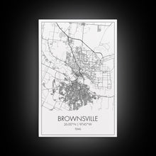 Carregar imagem no visualizador da galeria, Brownsville Street Map, Texas Map, City Map Art, Modern Art, Wall Art, Canvas Print, Canvas Wall Art, Dorm Décor, Graduation Gift,
