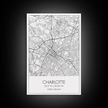 Cargar imagen en el visor de la galería, Charlotte Street Map, North Carolina Map, City Map Art, Modern Art, Wall Art, Canvas Print, Canvas Wall Art, Travel Wall Art, Gift For Mom
