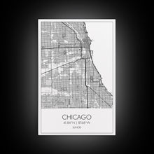 Cargar imagen en el visor de la galería, Chicago Street Map, Illinois Map, City Map Art, Modern Art, Wall Art, Canvas Print, Canvas Wall Art, Travel Wall Décor, Unique Wall Art
