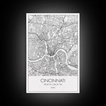 Cargar imagen en el visor de la galería, Cincinnati Street Map, Ohio Map, City Map Art, Minimalist Art, Wall Art, Canvas Print, Canvas Wall Art, Travel Wall Art, Birthday Gift
