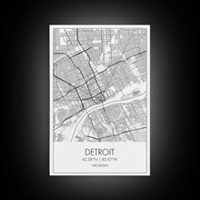 Load image into Gallery viewer, Detroit Street Map, Michigan Map, City Map Art, Minimalist Art, Wall Art, Canvas Print, Wall Art Bedroom, Travel Prints, Gift For Couple
