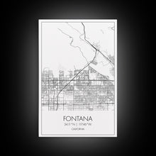 Carregar imagem no visualizador da galeria, Fontana Street Map, California Map, City Map Art, Minimalist Art, Wall Art, Canvas Print, Unique Wall Art, Travel Décor, Travel Gift For Men
