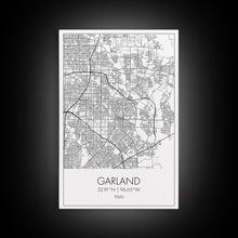 Load image into Gallery viewer, Garland Street Map, Texas Map, City Map Art, Minimalist Art, Wall Art, Canvas Print, Black And White Map, Travel Wall Art, Gift For Her
