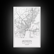 Load image into Gallery viewer, Jackson Street Map, Mississippi Map, City Map Art, Minimalist Art, Wall Art, Canvas Print, Travel Print, Farmhouse Bedroom, Wedding Gift
