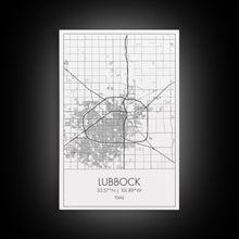 Load image into Gallery viewer, Lubbock Street Map, Texas Map, City Map Art, Modern Art, Wall Art, Canvas Print, Travel Print, Farmhouse Wall Décor, Boyfriend Gift
