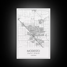 Load image into Gallery viewer, Modesto Street Map, California Map, City Map Art, Modern Art, Wall Art, Canvas Print, Home Décor Wall Art, Friendship Gift, Travel Wall Art
