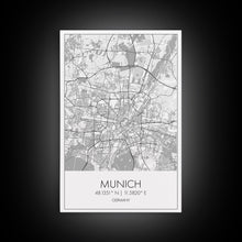 Load image into Gallery viewer, Munich Street Map, Germany Map, Europe City Map Art, Modern Art, Wall Art, Canvas Print, Dorm Wall Décor, Holiday Gift, Travel Wall Print
