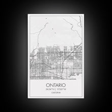 Load image into Gallery viewer, Ontario Street Map, California Map, City Map Art, Modern Art, Wall Art, Canvas Print, Bedroom Prints, Birthday Gift, Travel Wall Décor
