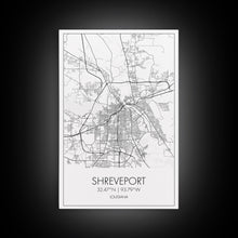 Load image into Gallery viewer, Shreveport Street Map, Louisiana Map, City Map Print, Minimalist Art, Wall Art, Canvas Print, Wall Decoration, Aviation Gift, Travel Décor
