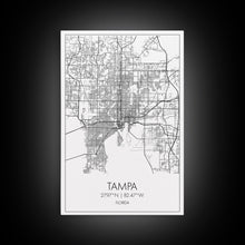 Load image into Gallery viewer, Tampa Street Map, Florida Map, City Map Print, Modern Wall Art, Wall Art, Canvas Print, Gift For Mom, Travel Wall Decor, Farmhouse Wall Art
