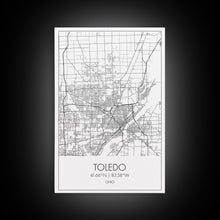 Load image into Gallery viewer, Toledo Street Map, Ohio Map, City Map Print, Modern Wall Art, Wall Art, Canvas Print, Friendship Gift, Wall Decoration, Travel Wall Art
