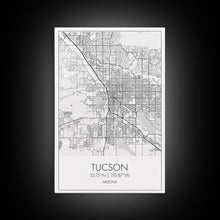 Load image into Gallery viewer, Tucson Street Map, Arizona Map, City Map Print, Modern Wall Art, Wall Art, Canvas Print, Minimal Wall Art, Family Gift, Travel Wall Décor
