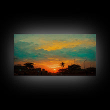 Load image into Gallery viewer, Cloudy sunset canvas print, sunset art, California Highway art, living room wall art, guest room wall art
