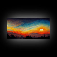 Load image into Gallery viewer, Beautiful sunset canvas print, canvas art, ink painting style
