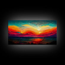 Carregar imagem no visualizador da galeria, Beautiful sunset canvas print, canvas art, ink painting style, abstract sunset wall art, cool wall art
