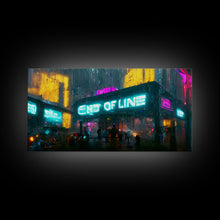 Load image into Gallery viewer, End Of Line, Cyberpunk Subway Art, Dystopian Cyber Punk City, Canvas Print, Bladerunner vibes art, cool wall art, night city
