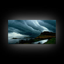 Carregar imagem no visualizador da galeria, Foggy night rainstorm over the lake canvas print, nature and landscape wall art, ready to hang, cool wall art
