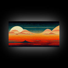Carregar imagem no visualizador da galeria, Art Deco Sunset, Desert Dunes, Canvas Print ready to hang wall art, cool wall art
