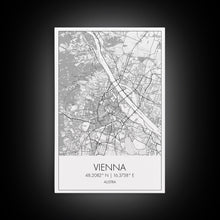 Load image into Gallery viewer, Vienna Street Map, Austria Map, City Map Print, Modern Wall Art, Wall Art, Canvas Print, Black And White, Unique Wedding Gift, Travel Art
