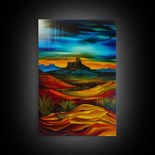 Load image into Gallery viewer, Dramatic Desert Landscape - Vibrant Western Art, Framed Canvas Print, Living Room Decor, Desert Painting, Colorful Wall Art
