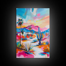 Load image into Gallery viewer, Colorful Desert Pathway Art - Framed Canvas Print, Southwestern Decor, Vibrant Living Room Wall Art, Modern Desert Landscape
