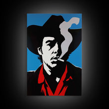 Load image into Gallery viewer, Bold Cowboy Smoking Silhouette Framed Canvas Print - Modern Western Decor, Unique Wall Art for Living Room, Bedroom Artwork
