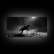 Carregar imagem no visualizador da galeria, Action-Packed Rodeo Night Scene with Cowboy and Horse, Ideal for Framed Canvas Print, Living Room Wall Art, Perfect Bedroom Decor
