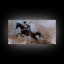 Carregar imagem no visualizador da galeria, Action-Packed Rodeo Scene with Bucking Horse, Beautiful Framed Canvas Print, Western Living Room Art, Rustic Bedroom Decor, Wall Art
