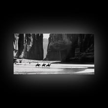 Load image into Gallery viewer, Cowboys Riding in Dusty Canyon, Striking Wall Art for Living Room or Bedroom, Framed Canvas Print, Home Decoration
