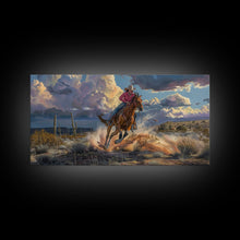 Load image into Gallery viewer, Colorful Desert Landscape with Tree Under Starry Sky, Stunning Framed Canvas Print, Living Room Art, Bedroom Decor, Southwestern Wall Art
