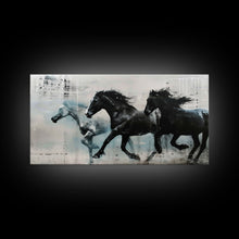 Carregar imagem no visualizador da galeria, Galloping Horses in Monochrome Abstract Landscape, Perfect Wall Art, Framed Canvas Print for Living Room or Bedroom Decor, Equestrian Art
