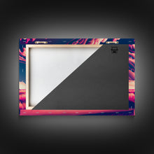 Load image into Gallery viewer, Herd of African Gazelles, vaporwave art, synthwave aesthetic nature print, framed canvas print

