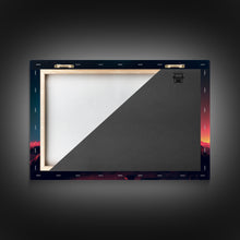 Load image into Gallery viewer, Cosmic roar watercolor, Lion staring at the stars over Africa, framed canvas print, unique vibrant wall art
