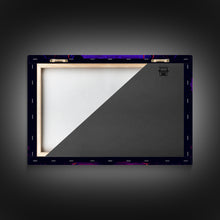 Load image into Gallery viewer, 8 bit Pixel art, RPG video game concept art, Paladin faces the Dragon, synthwave style, framed canvas print
