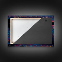 Carregar imagem no visualizador da galeria, Cute beaver swimming at midnight, vaporwave aesthetic animal print art, starry night beaver, framed canvas print
